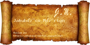 Jakubács Márton névjegykártya